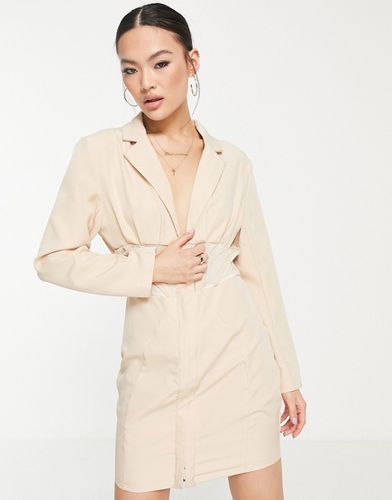 Vestito blazer beige con dettaglio a corsetto-Neutro - Femme Luxe - Modalova