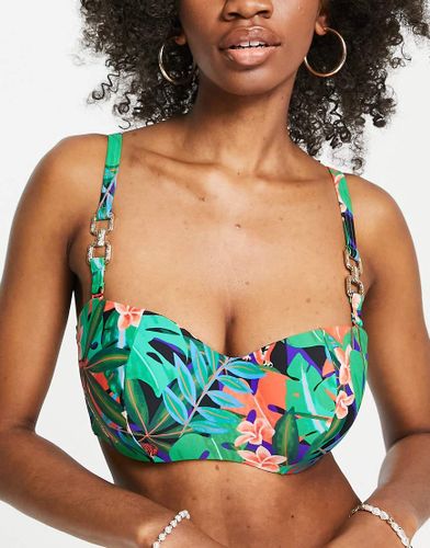 Coppe Grandi - Top a fascia con ferretto e stampa tropicale con tigre - Figleaves - Modalova