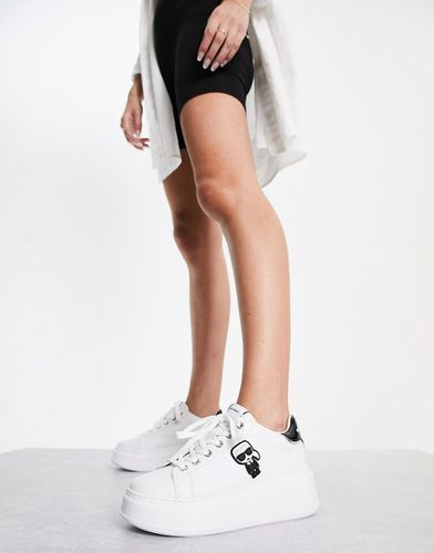Anakapri - Sneakers flatform bianche in pelle con linguetta posteriore nera-Bianco - Karl Lagerfeld - Modalova