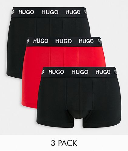 HUGO - Confezione da 3 paia di boxer aderenti neri e rossi con elastico in vita con logo-Nero - HUGO Bodywear - Modalova
