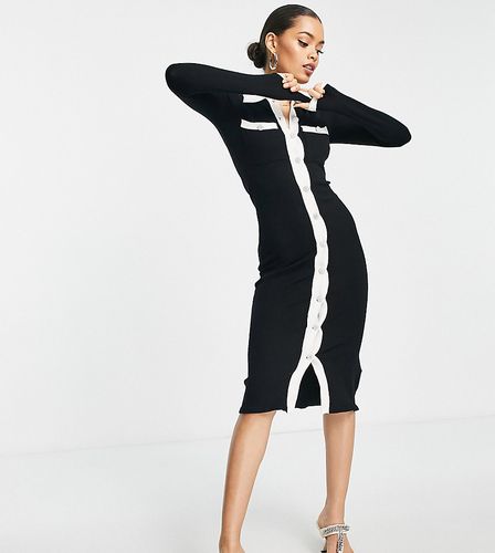 Vestito longuette nero in maglia con profili a contrasto - Influence Petite - Modalova