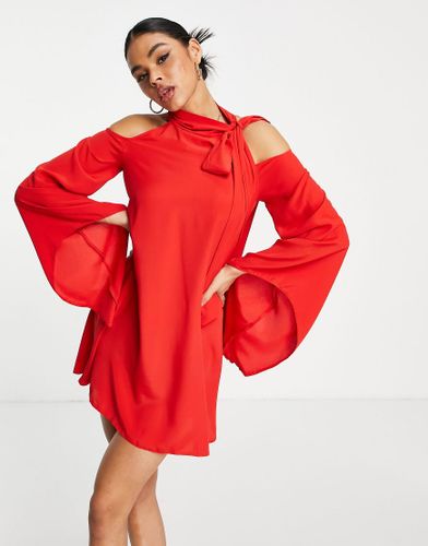 Vestito svasato corto con allacciatura rosso - John Zack - Modalova