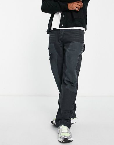 Jeans dritti nero slavato con inserto sul fondo - Jaded London - Modalova