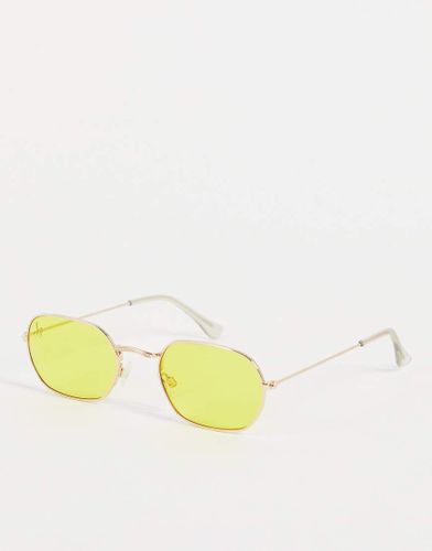 Occhiali da sole ovali in metallo, colore giallo - Jeepers Peepers - Modalova