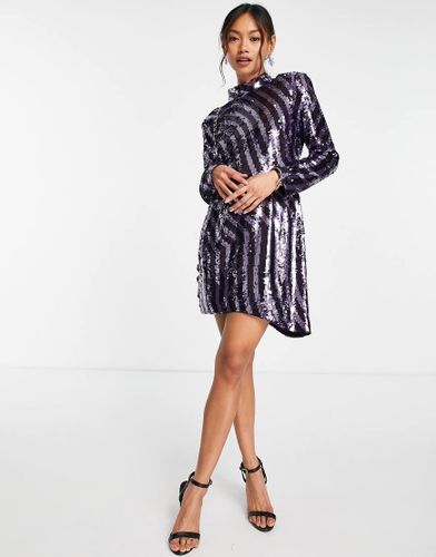 Vestito corto in paillettes viola a righe - Other Stories - Modalova