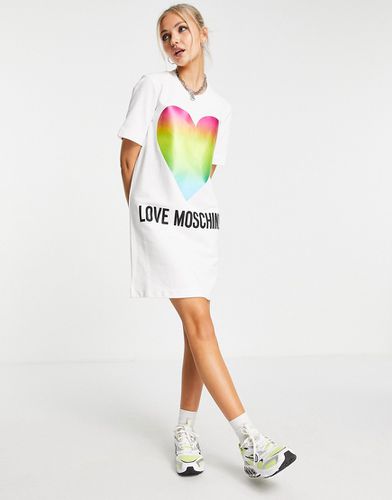 Vestito t-shirt bianco con logo sfumato - Love Moschino - Modalova