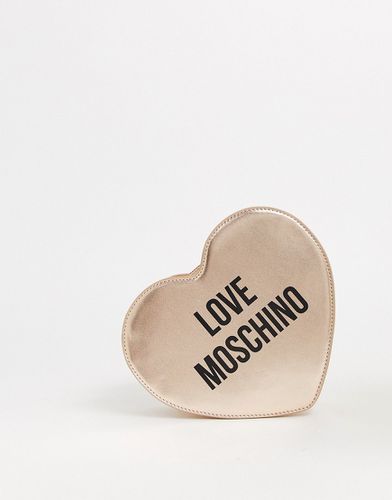 Borsa a tracolla a cuore rosa oro - Love Moschino - Modalova