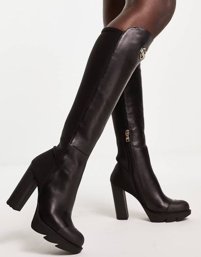 Stivali al ginocchio con tacco, colore nero - Love Moschino - Modalova