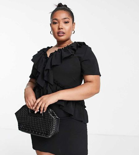 Lola May Plus - Vestito corto nero con volant incrociato - Lola May Curve - Modalova