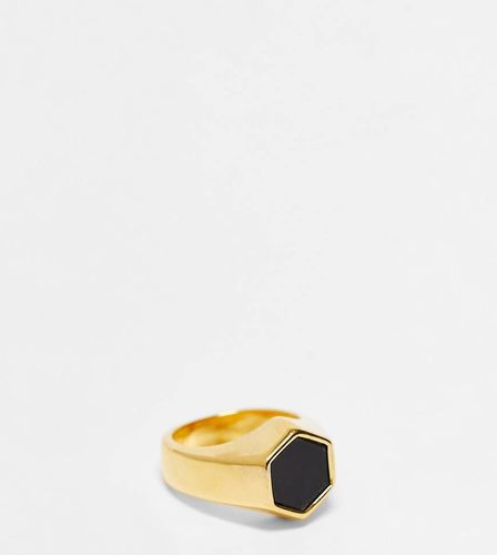 Anello a sigillo esagonale in acciaio inossidabile color oro - LOST SOULS - Modalova