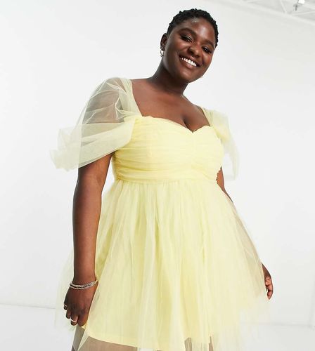 Vestito corto in tulle stile babydoll giallo - Lace & Beads Plus - Modalova
