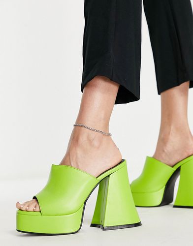 Sandali stile sabot con tacco e plateau color lime-Verde - Lamoda - Modalova