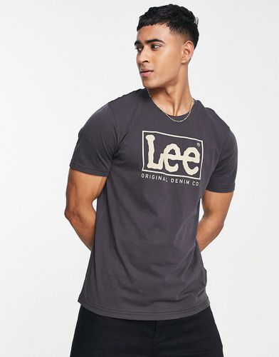 T-shirt nero slavato con stampa del logo - Lee - Modalova