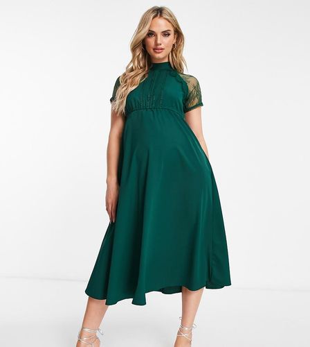 Vestito midi svasato verde smeraldo - Liquorish Maternity - Modalova