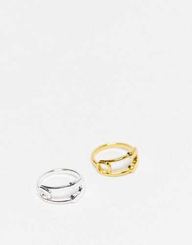 Confezione da due anelli in metallo misto con dettaglio spilla-Multicolore - Mango - Modalova
