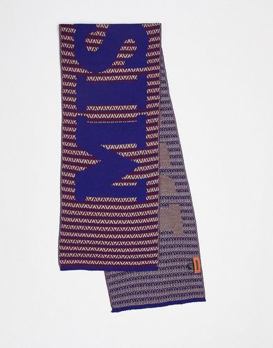Sciarpa blu multicolore a righe con logo - Missoni - Modalova