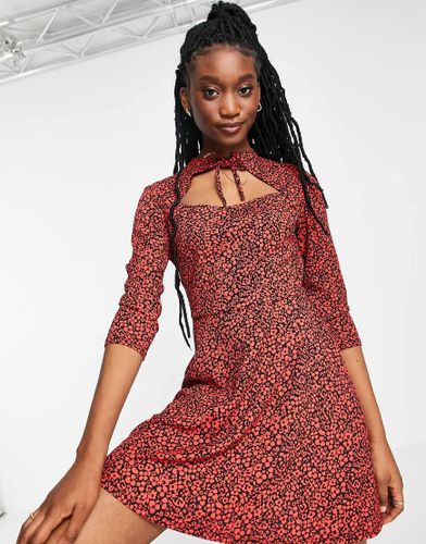 Vestito corto aderente e svasato rosso animalier - Miss Selfridge - Modalova