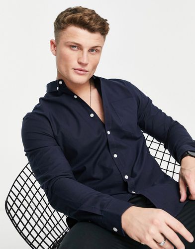 Camicia Oxford elegante a maniche lunghe in cotone blu navy - NAVY - New Look - Modalova