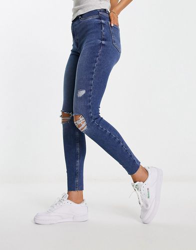 Jeans dritti blu scuro strappati - New Look - Modalova
