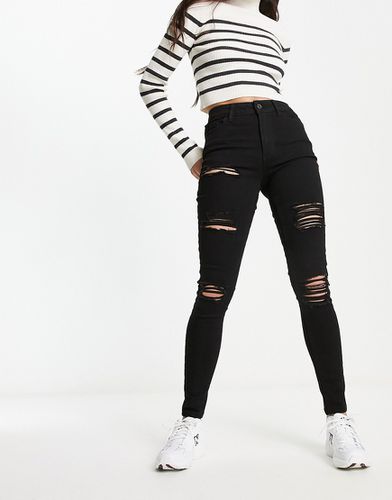 Jeans skinny strappati neri-Black - New Look - Modalova