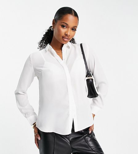 Camicia bianca con bottoni-Bianco - New Look Petite - Modalova
