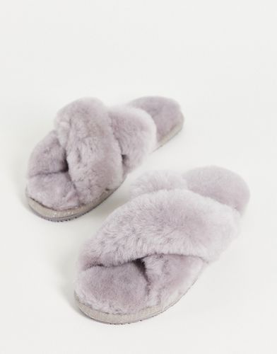 Pantofole incrociate grigie - Sheepskin by Totes - Modalova