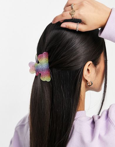 Fermaglio per capelli arcobaleno glitterato - Pieces - Modalova