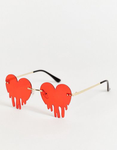 Occhiali da sole rossi con montatura a cuore effetto sciolto-Rosso - Public Desire - Modalova
