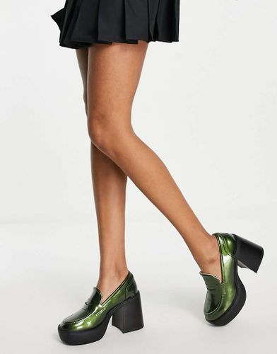 Presha - Mocassini con plateau e tacco in vernice verde - Raid - Modalova
