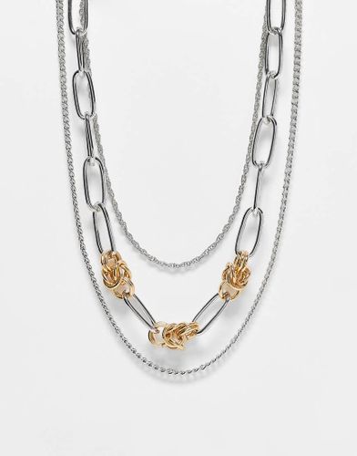 Collana multifilo unisex color argento con nodi color oro - Reclaimed Vintage - Modalova