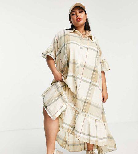 Vestito chemisier midi svasato verde a righe - River Island Plus - Modalova