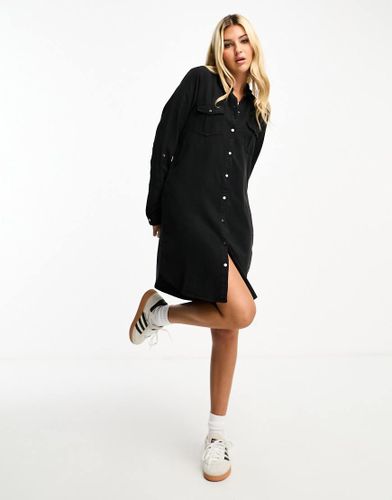 Vestito camicia corto nero con bottoni - Vero Moda - Modalova