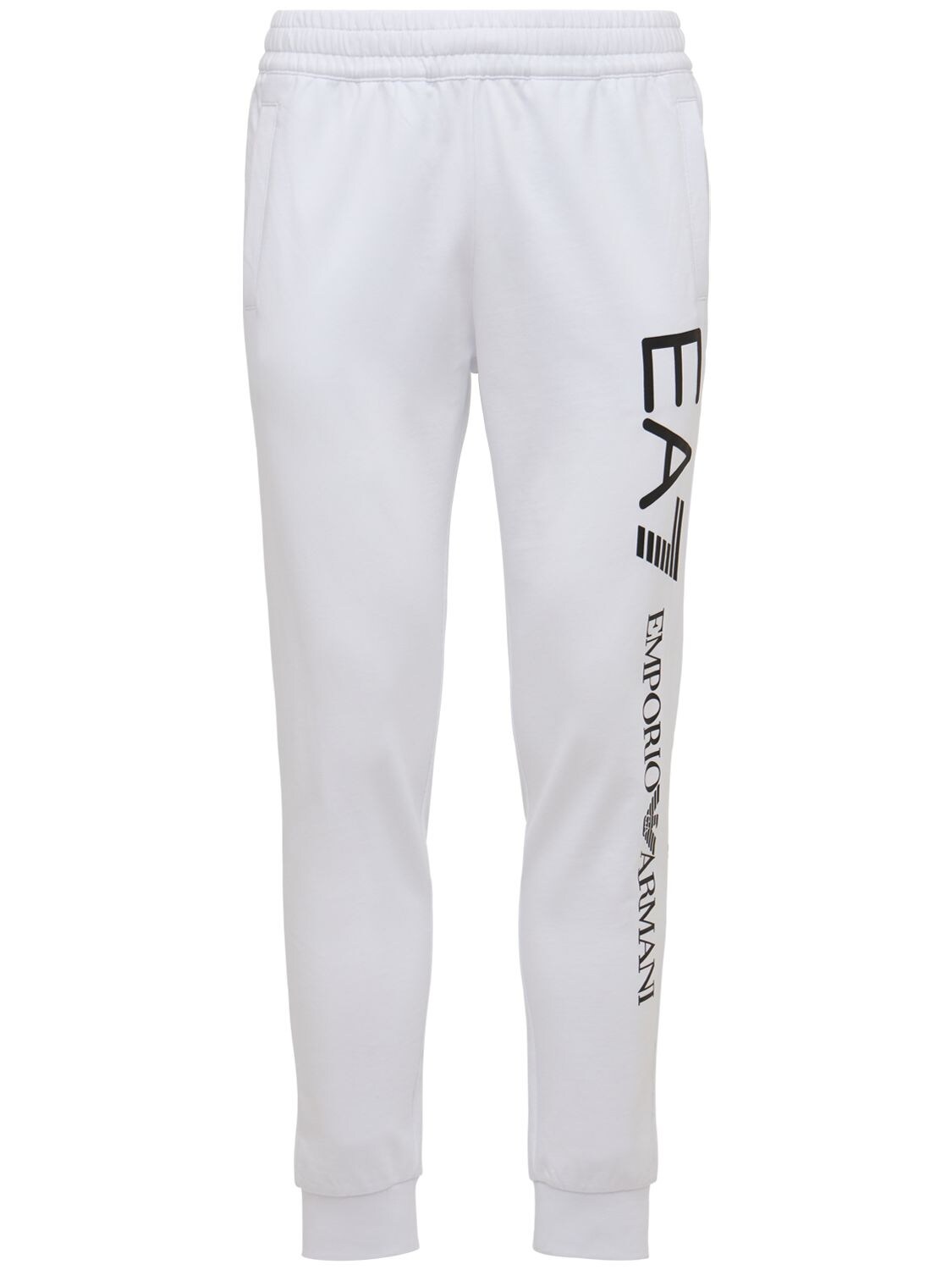 Pantaloni Slim Fit In Felpa Di Cotone Con Logo - EA7 EMPORIO ARMANI - Modalova