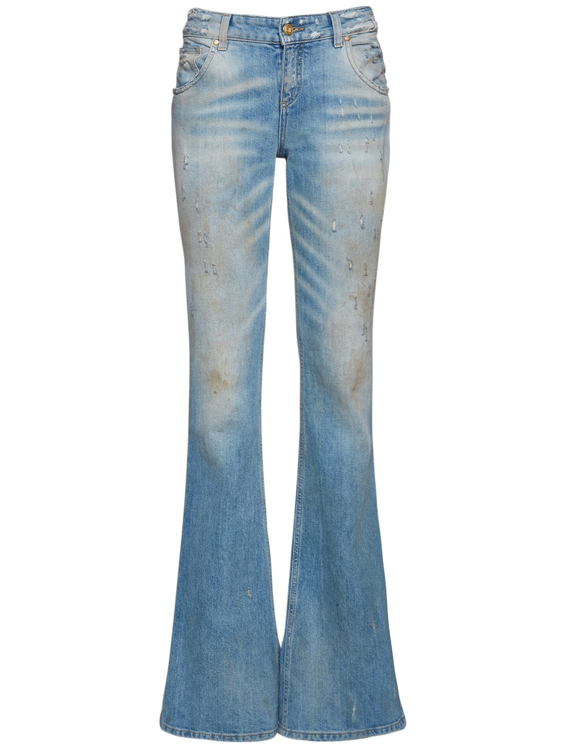 Jeans In Di Cotone Effetto Vintage - BLUMARINE - Modalova