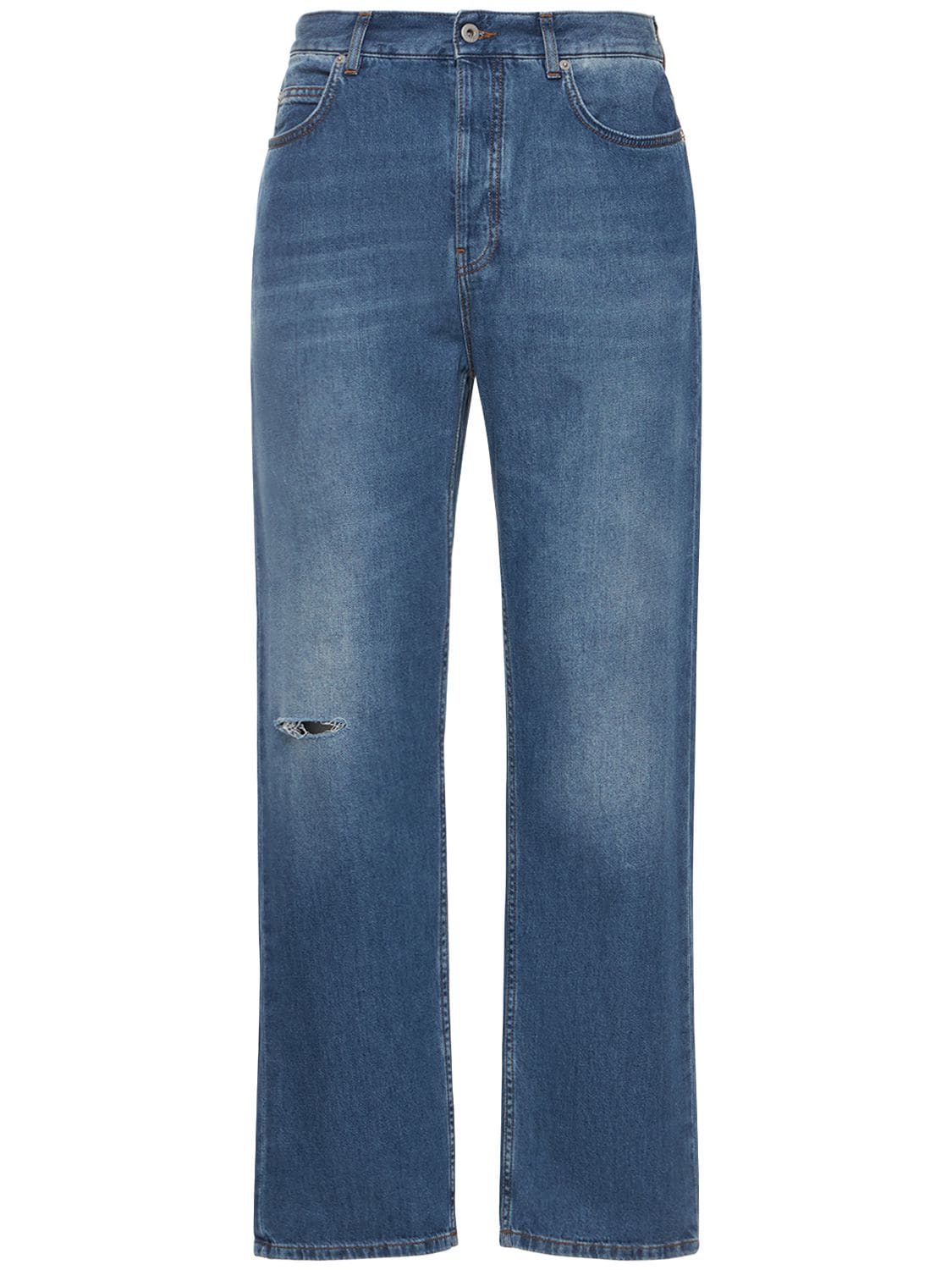 Jeans Dritti In Denim Di Cotone Leggero - LOEWE - Modalova