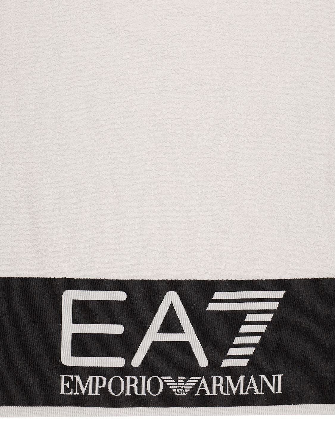 Telo Mare In Cotone Con Logo - EA7 EMPORIO ARMANI - Modalova