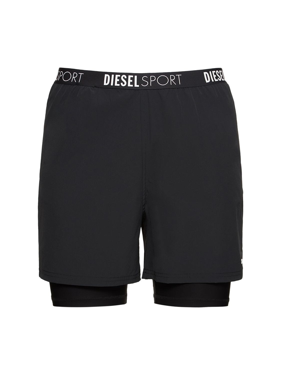 Shorts In Nylon Stretch Con Logo - DIESEL - Modalova