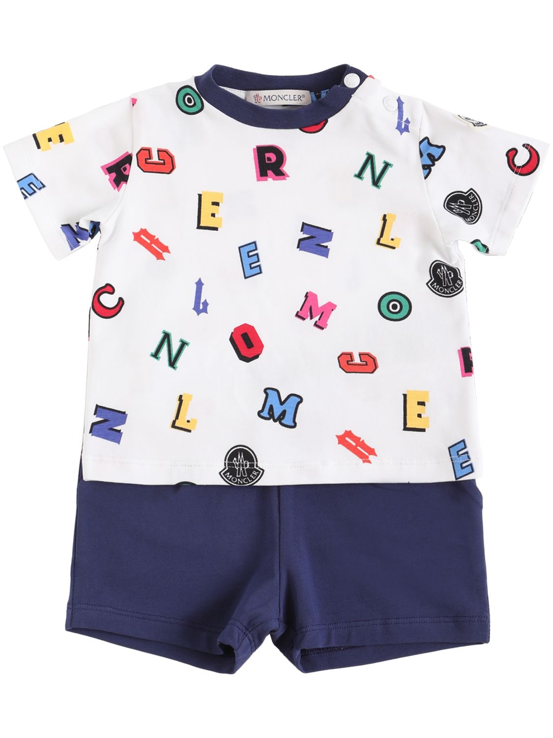 T-shirt E Shorts In Cotone Con Logo - MONCLER - Modalova