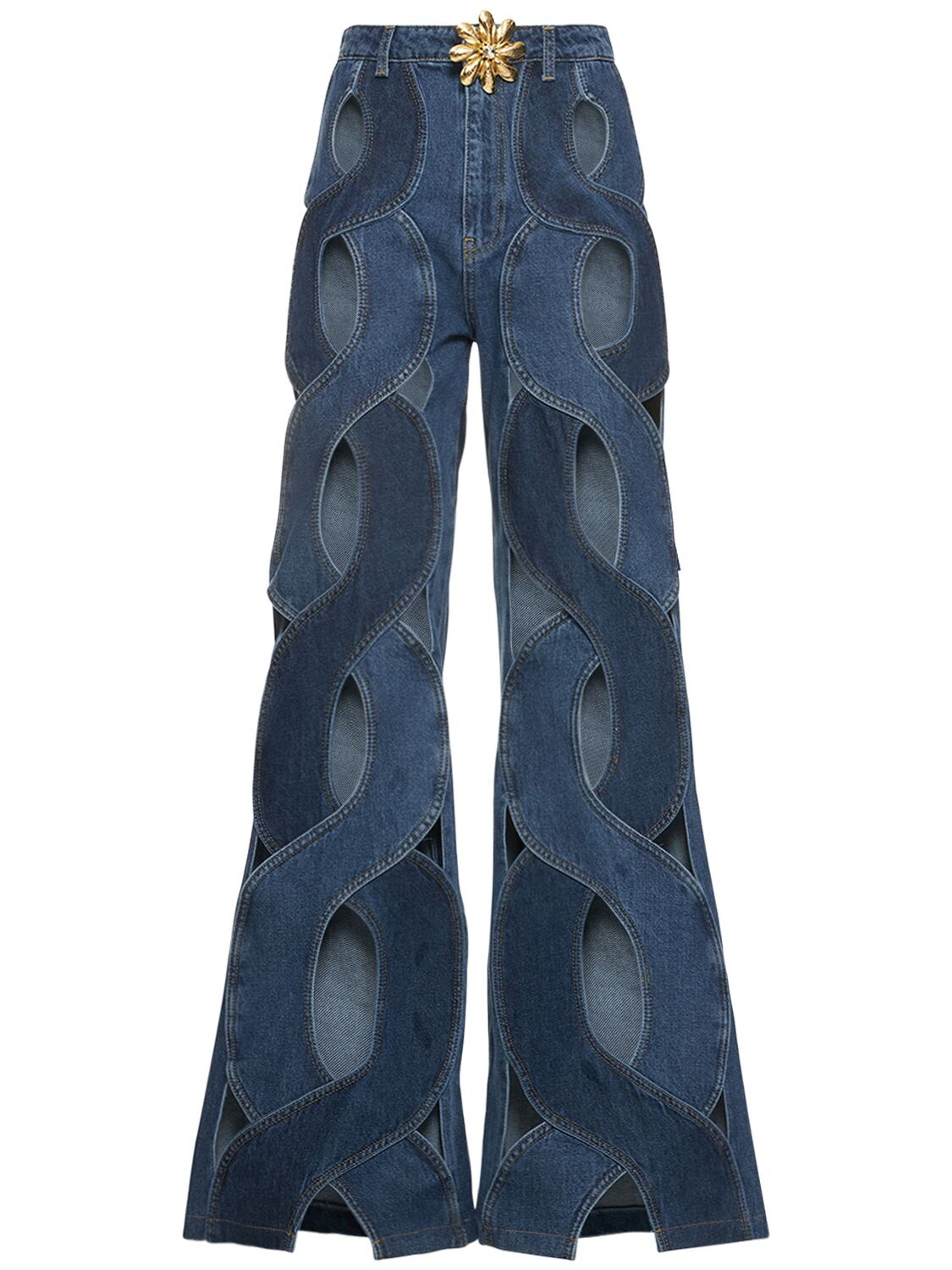 Jeans Larghi In Denim Di Cotone Con Cutout - AREA - Modalova