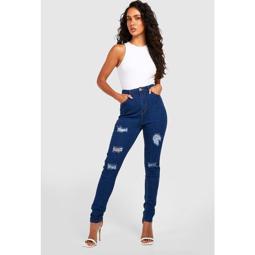 Jeans Basic a vita alta Skinny Fit effetto super smagliato - boohoo - Modalova