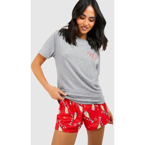 Set pigiama corto con slogan natalizio - boohoo - Modalova