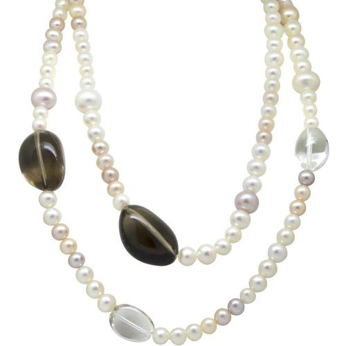Collana in perle, cristalli di rocca e quarzo fumè - ROBERTO DEMEGLIO - Modalova