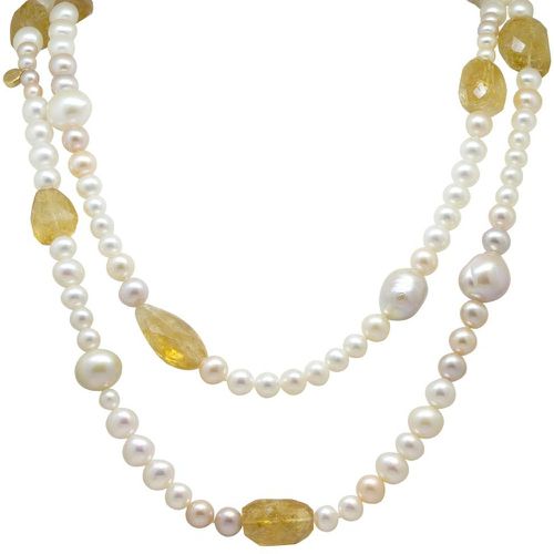 Collana di perle e quarzo citrino - ROBERTO DEMEGLIO - Modalova