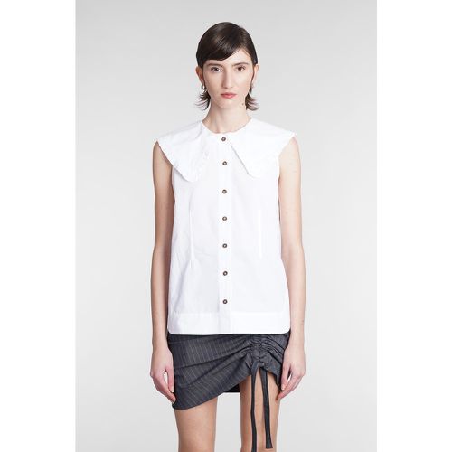 Camicia in Cotone Bianco - Ganni - Modalova