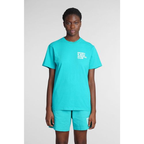 T-Shirt in Cotone Celeste - Sporty & Rich - Modalova