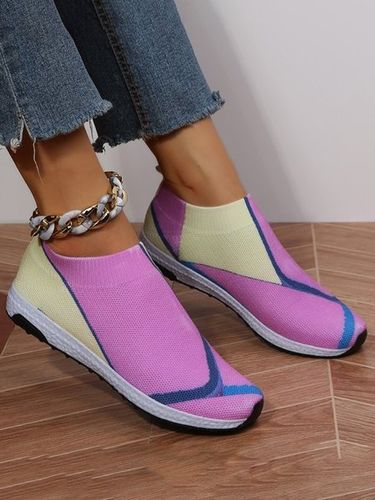 Termico Suola Colore Blocco Volare Tessuto Intrecciato Slip on Scarpe da ginnastica Pigro Casuale Scarpe - JustFashionNow - Modalova
