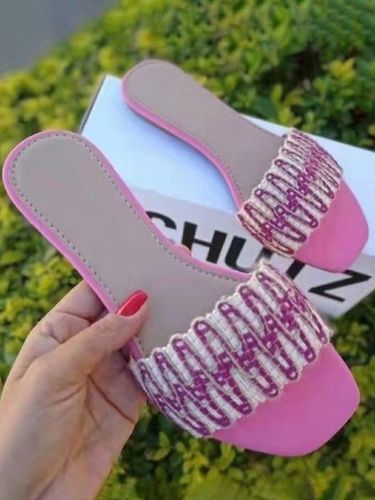 Casuale a Righe Caramella Colore Slip on morbido Suola Comfort Tacco basso Pigro Ciabatta - JustFashionNow - Modalova