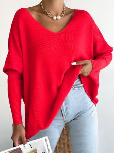 Scollo a V Tinta unita Sciolto T-shirt - JustFashionNow - Modalova