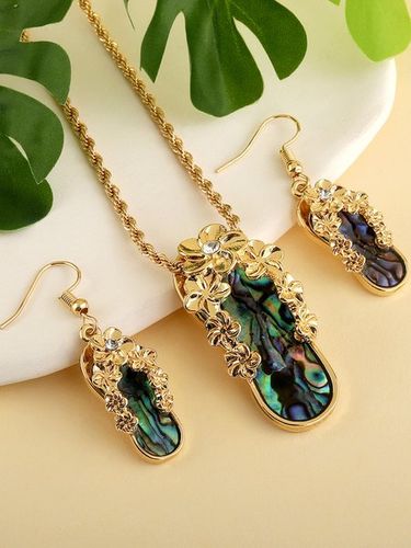 Bene Gioielleria Floreale Colorato Conchiglia Collana Orecchini Impostare - JustFashionNow - Modalova