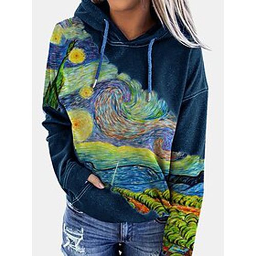 Women's Galaxy Graphic Abstract Pullover Hoodie Sweatshirt Front Pocket Daily Going out Casual Streetwear Hoodies Sweatshirts Blue Army Green Black - Ador IT - Modalova
